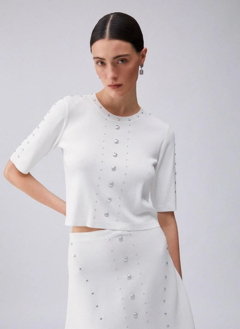 ليو جو Knit top with studs
